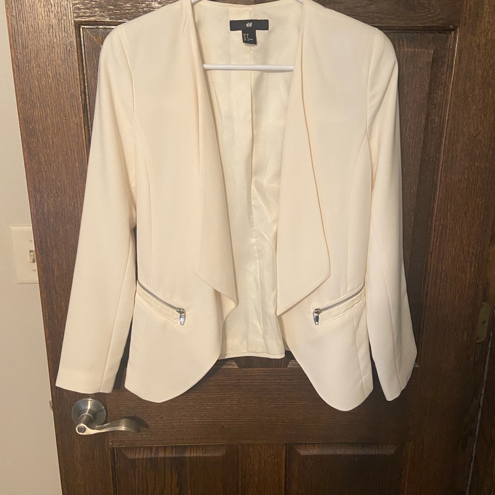 H&M Cream Blazer with Silver Accents
